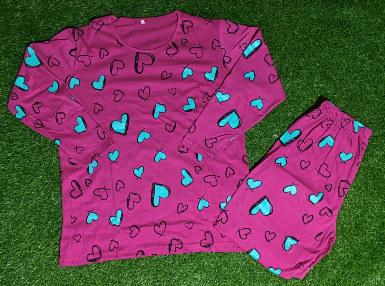 Casual Heart Print Pajama, Women's Pajama Sleepwear Casual Heart Print Pajama, Women's Pajama Sleepwear